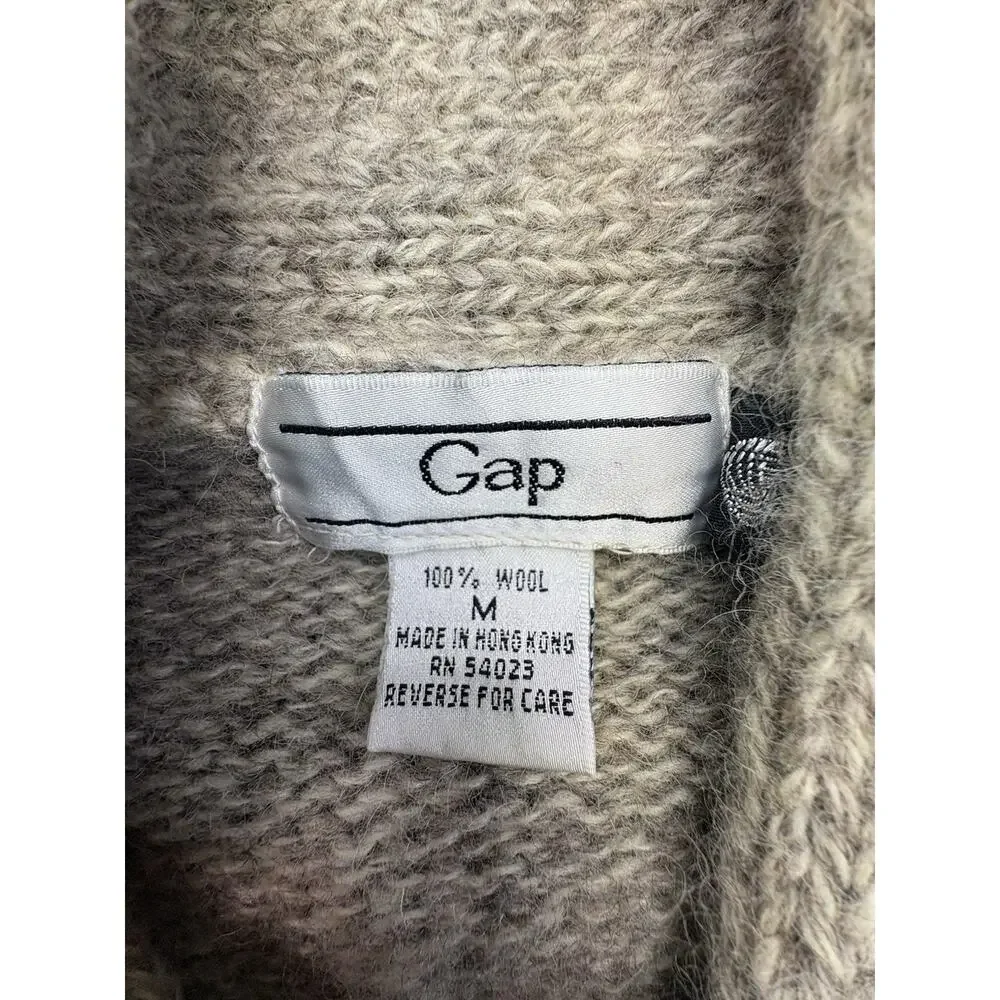 Vintage 80s GAP 100% Wool Cowl Neck Sweater Beige Maroon Stripe MED/LRG - Picture 6 of 8